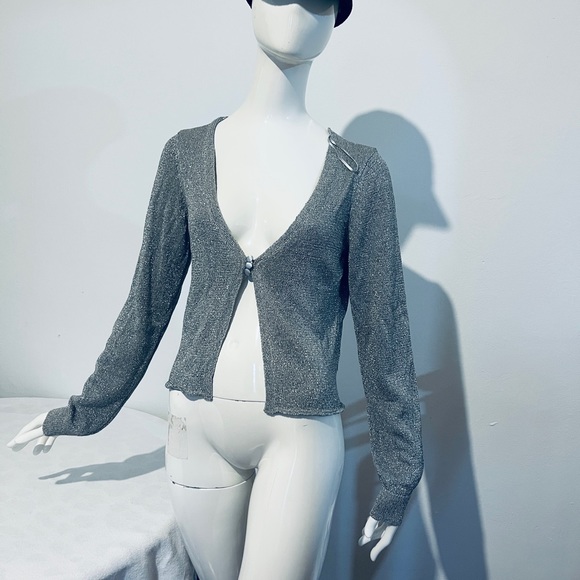 Free People Emmaline Shimmer Cropped Cardigan NWOT - Picture 6 of 14